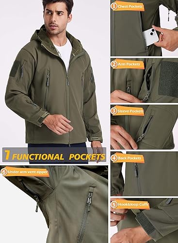 Miniatura 5 de ReFire Gear Chaqueta táctica militar militar de operaciones especiales del ejército para hombre abrigo de vellón con capucha para exteriores Nieve