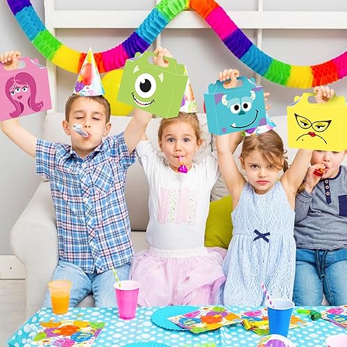 Miniatura 6 de Saenkoe Paquete de 24 cajas de regalo de fiesta de Monster Inc, suministros de fiesta de monstruos, cajas de regalo con asas para decoración de