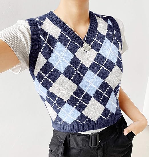 brown plaid sweater vest