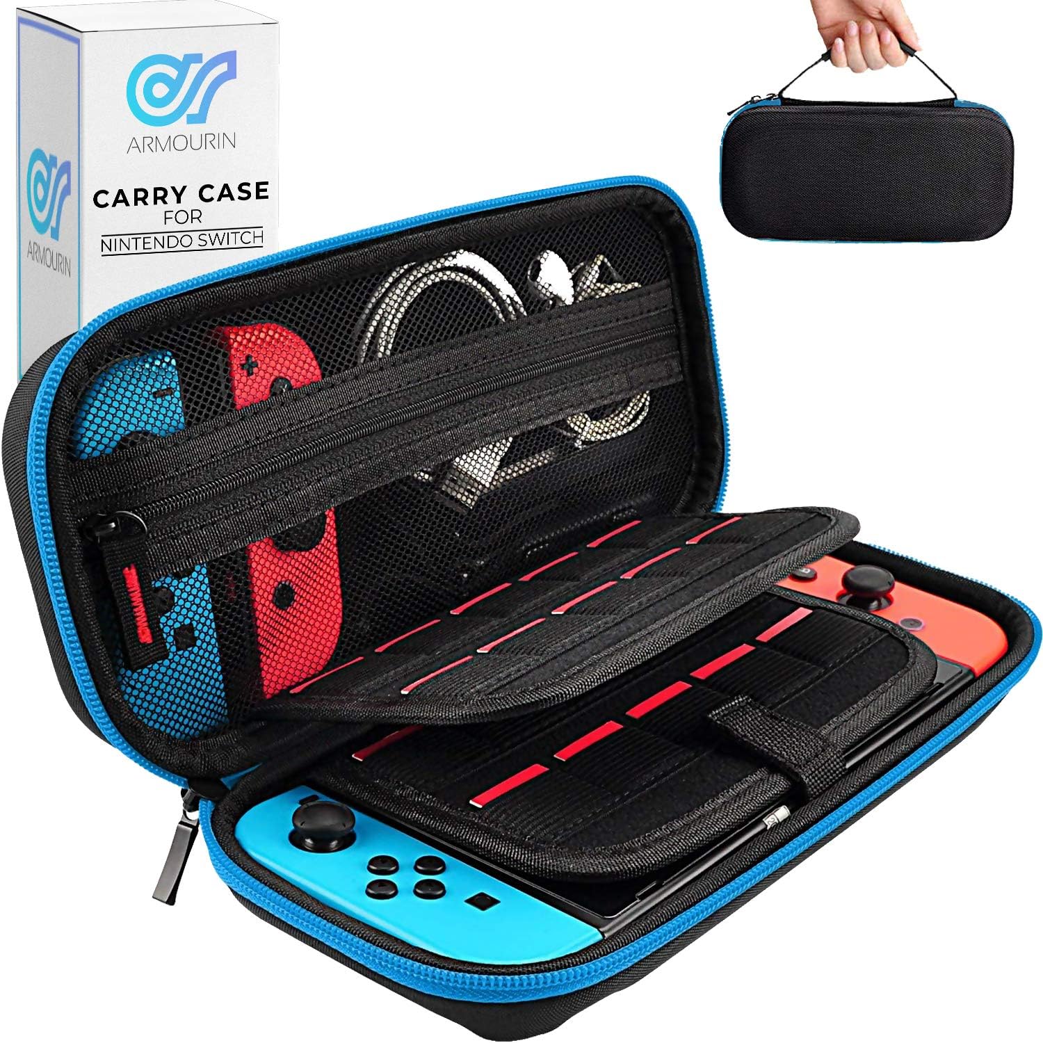 Armourin Case for Nintendo Switch & Accessories - 20 Protective Game Slots & Hard Shell Travel Cover
