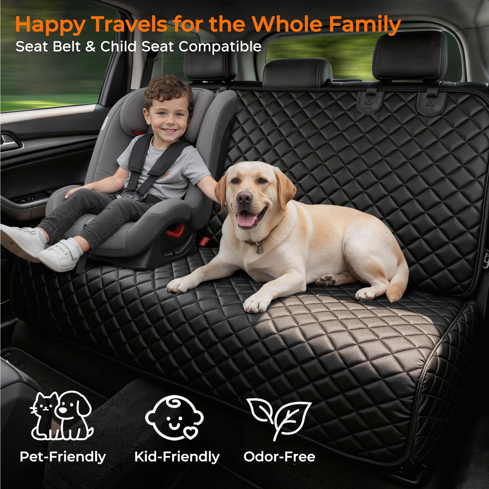 URPOWER Housse de siège de voiture pour chien pour siège arrière – Protection imperméable pour siège auto pour enfants et animaux de compagnie, housses de siège de voiture antidérapantes pour voitures
