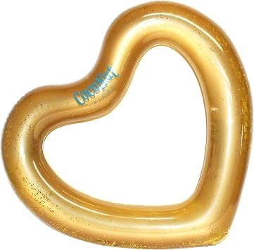 CocoNut Float Glitter Heart Pool Floats, Inflatable Pool Rings, Water Toys | family entertainment, beach, poolside fun activity