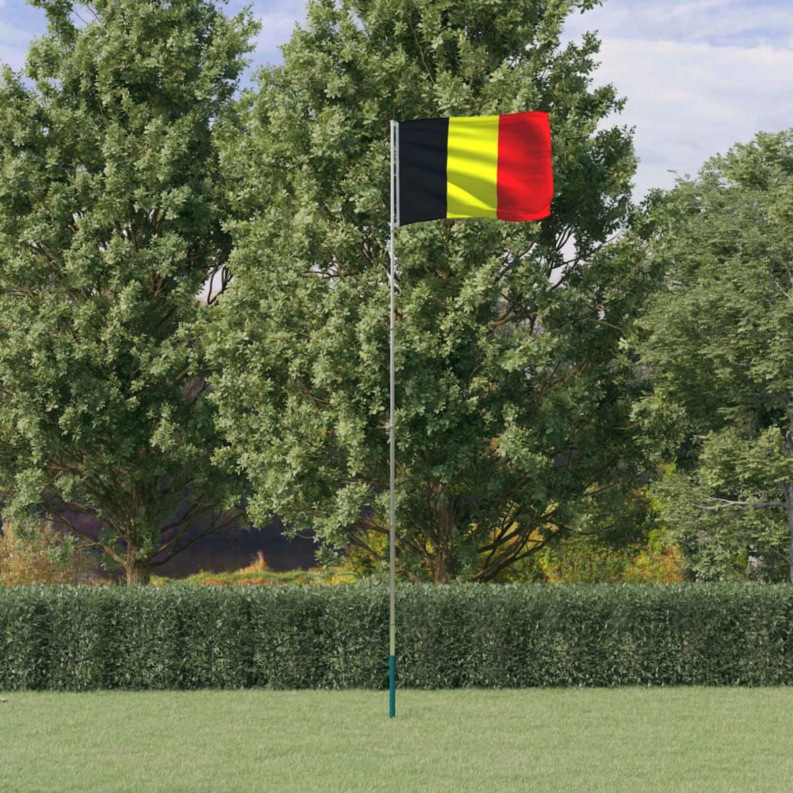 Mástil y bandera de Bélgica aluminio 5,55 m, ZEYUAN Mastil Bandera Exterior, Asta De Bandera