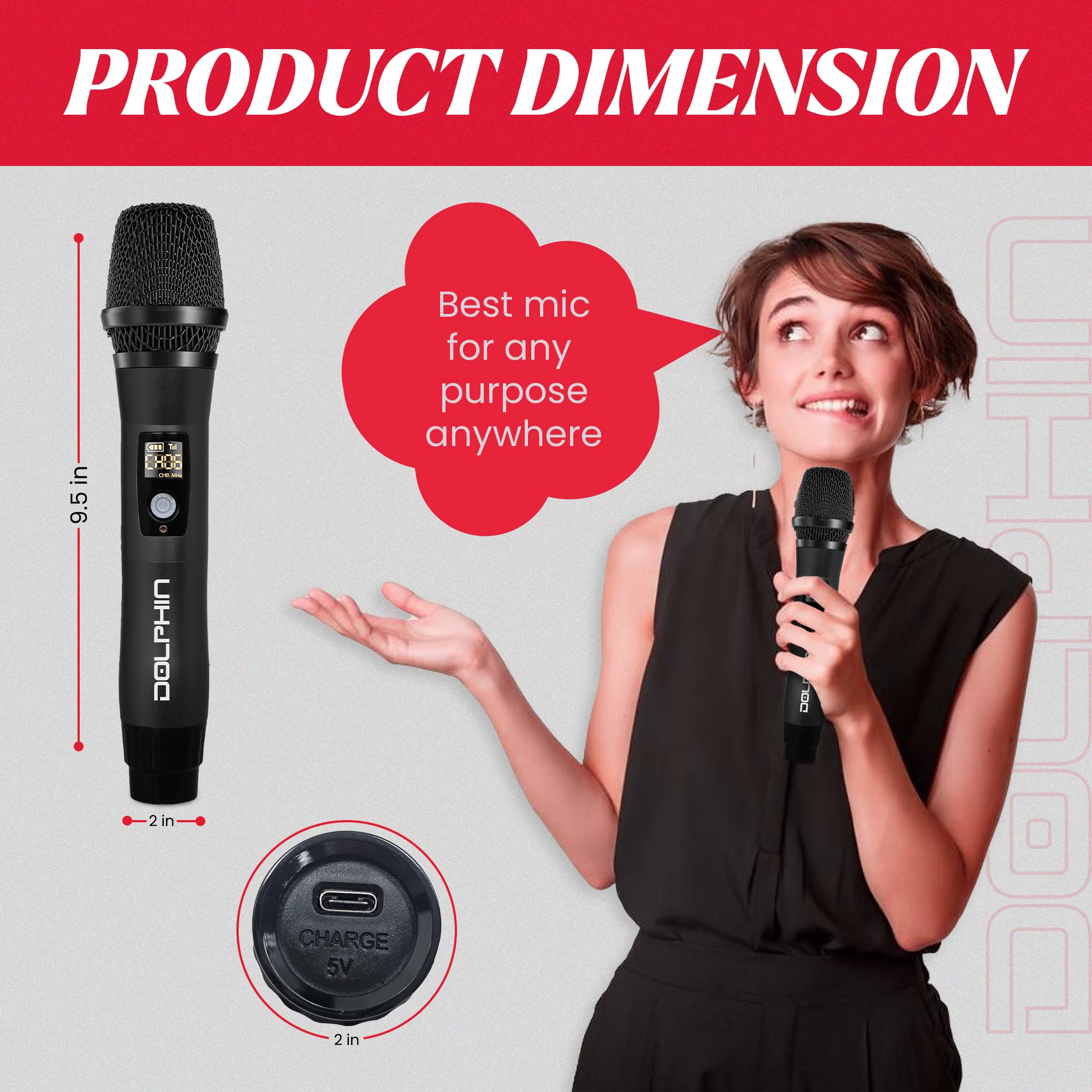 Dolphin 2023 New MCX11 UHF Wireless Microphone USBC