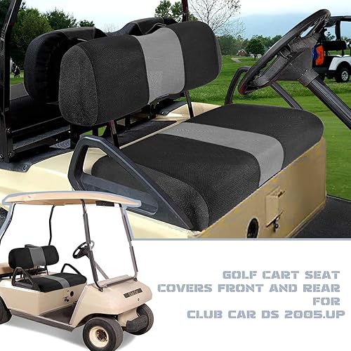 Miniatura 6 de SAMXOMAP 4 fundas de asiento delantero y trasero para carrito de golf para Club Car DS 2000.5 en adelante, lavable, transpirable, tela de malla de