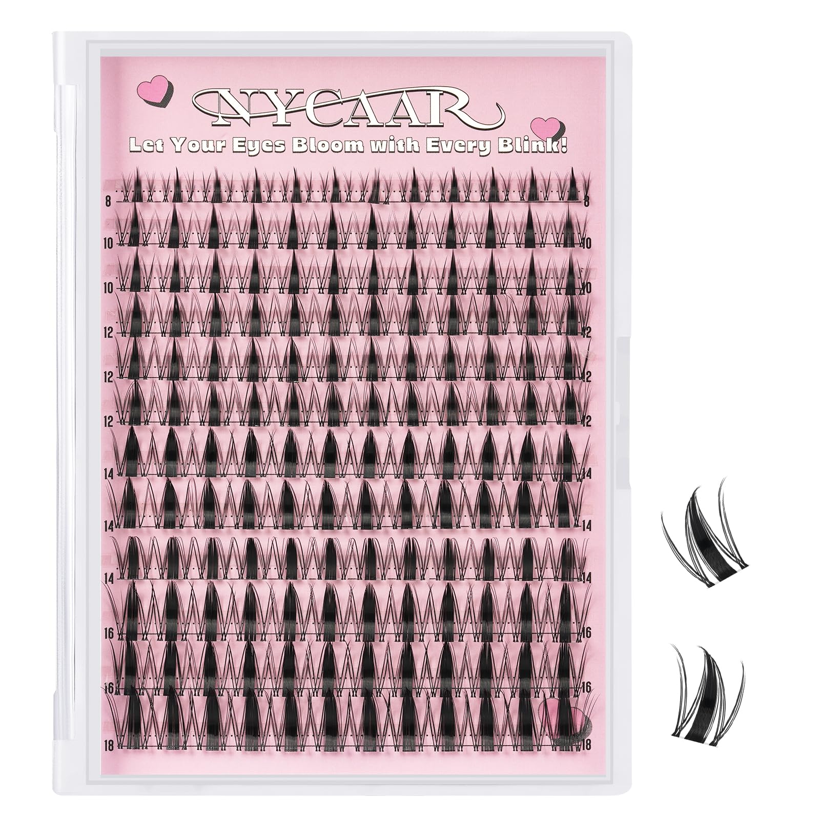 NYCAAR Fairy Lash Clusters Natural Look Manga Eyelash Clusters Anime 144pcs D Curl 8-18MIX Spiky Wispy Individual Lashes