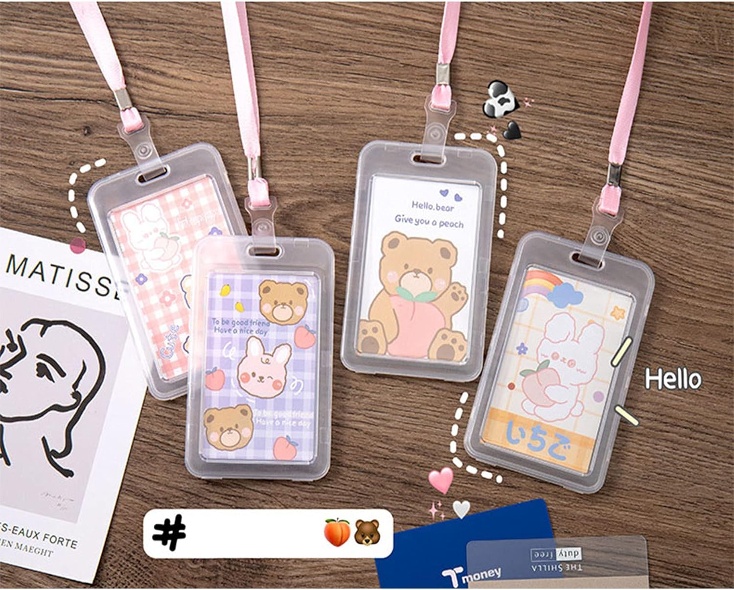 4-pcs-pink-rabbit-waterproof-plastic-badge-holders-name-tag-badge-id