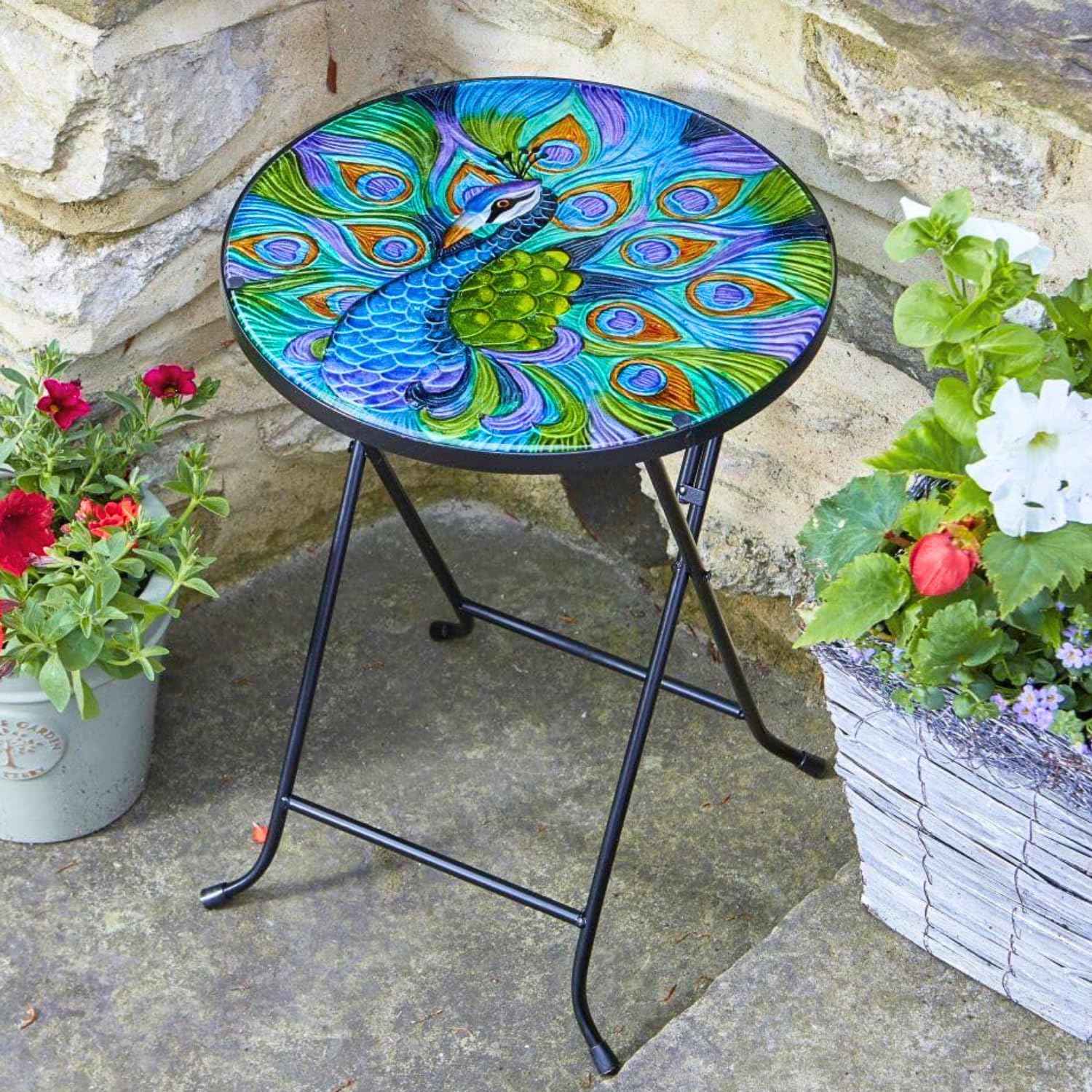 Marco Paul Glass Top Decorative Outdoor Bistro Table Round Shaped