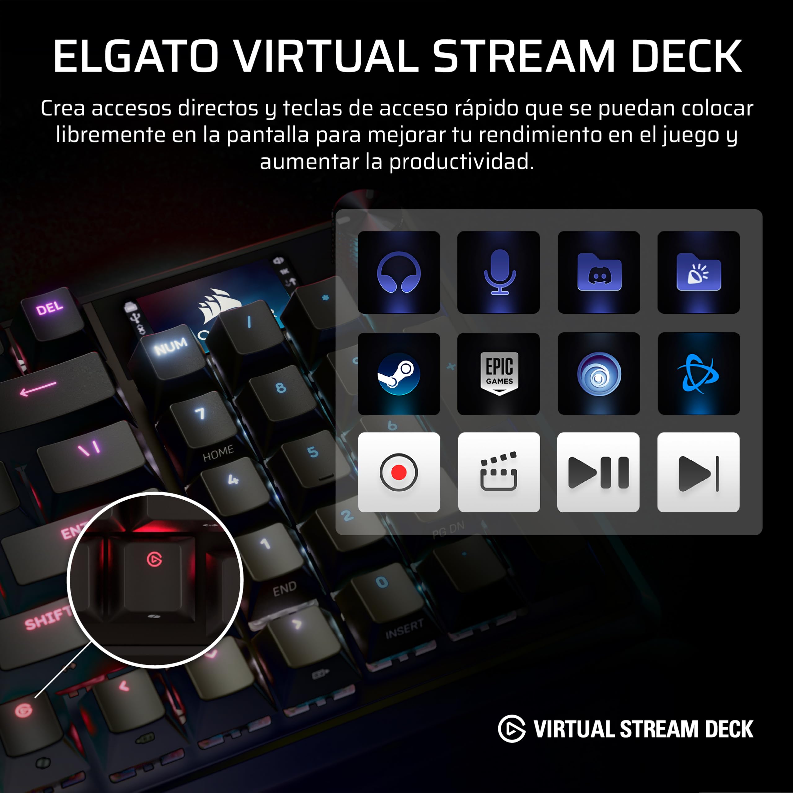 Corsair Vanguard Pro 96 Efecto Hall Teclado con Cable para Juegos - Negro | QWERTY ES, Formato 96%, MGX Hyperdrive Interruptores, 8 000 Hz, Rapid Trigger, Virtual Stream Deck, Flashtap SOCD