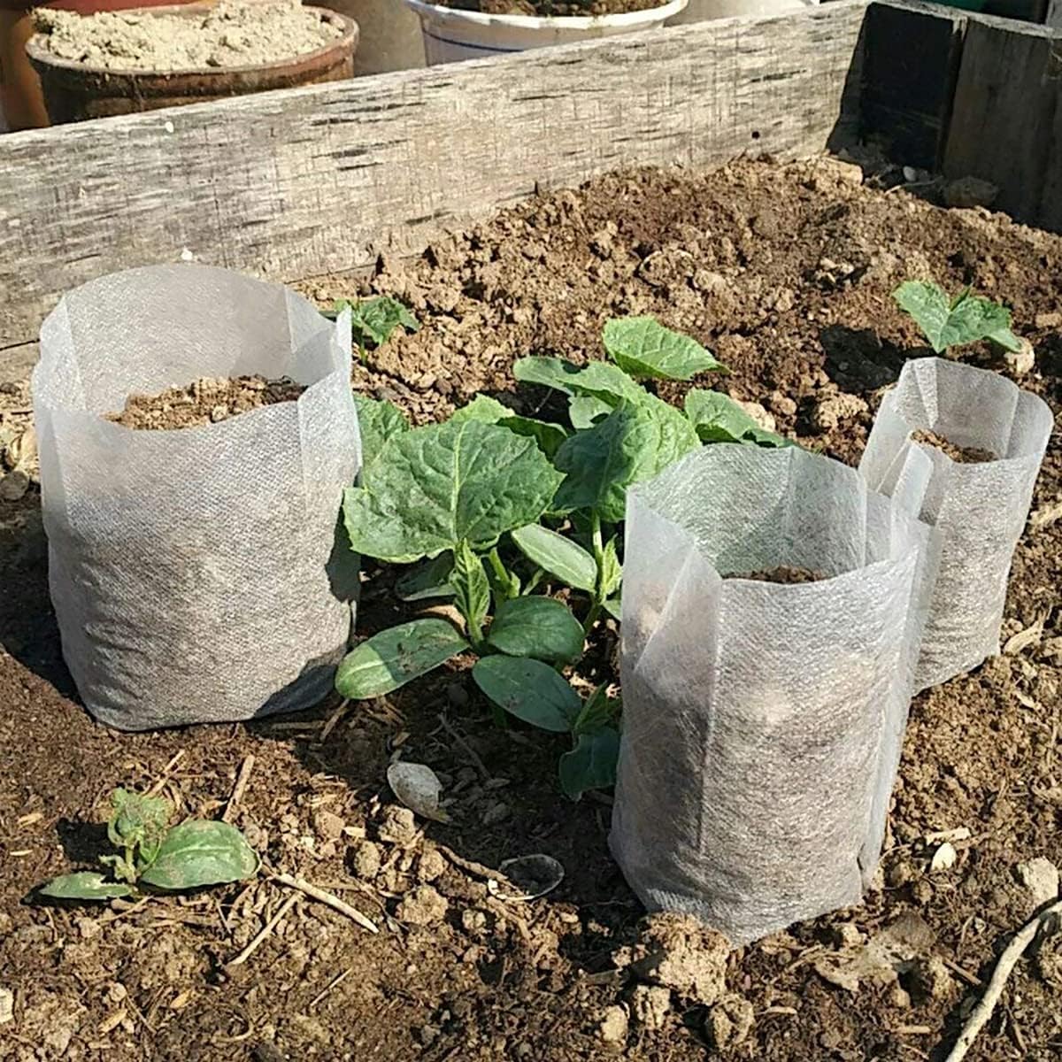 100PCS Plant Grow Bags, Non-Woven Plant Nursery Bags Fabric Seedling Pots for Garden