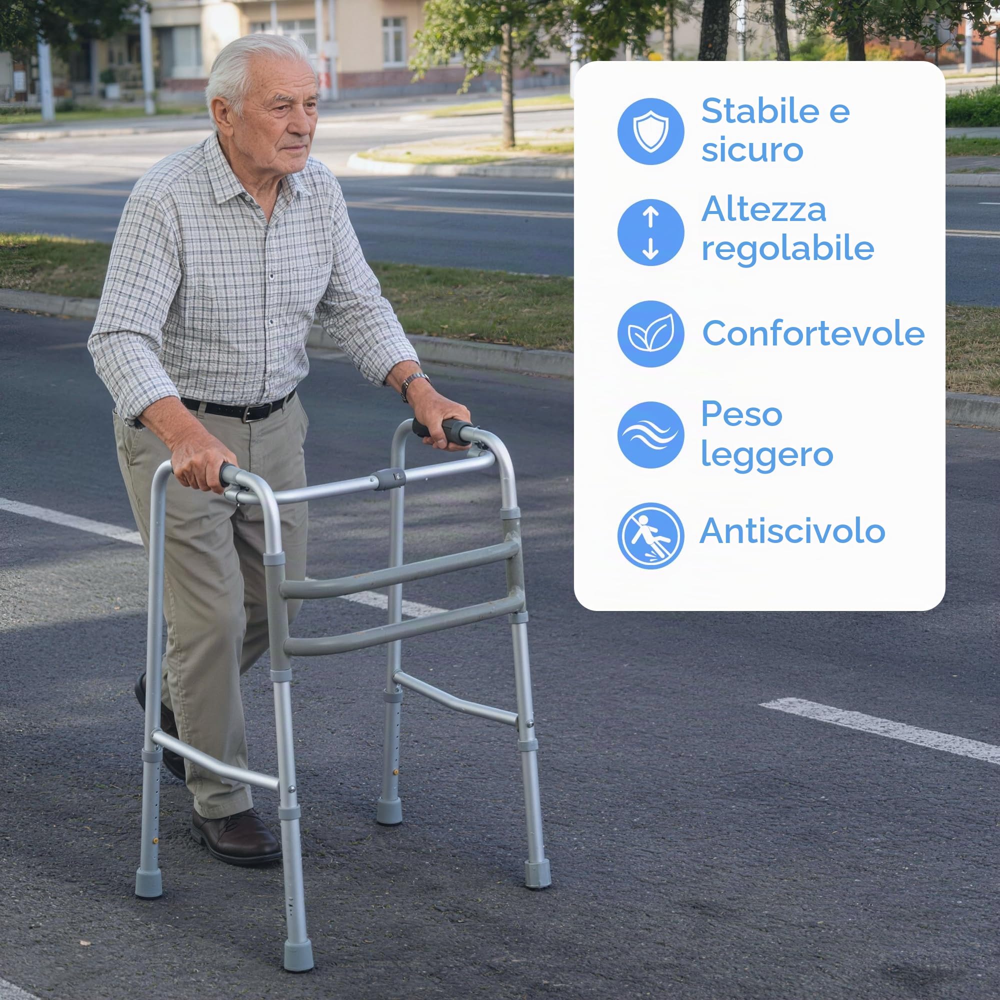 yuwell Deambulatore Pieghevole Leggero | Walker Regolabile per Anziani | Aiuto alla deambulazione compatto e portatile per anziani e pazienti in fase post-operatoria (YU730)