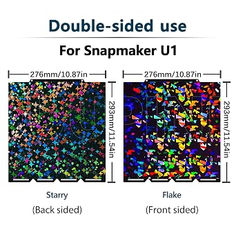 for Snapmaker U1 Build Plate(Stars + Fragments)270x270mm Double-Sided Texture PEI Heated Bed Platform, Flexible and Detachable Heatingbed Made of Spring Steel for Snapmaker U1 Parts