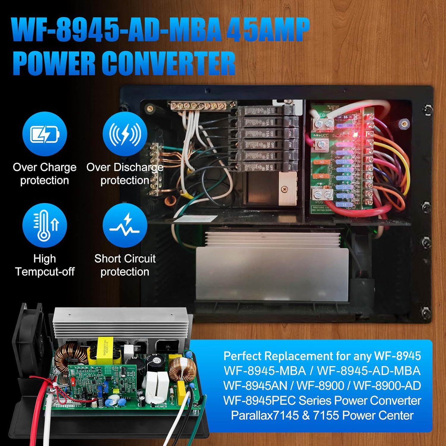 Upgrade Wf-8945an Power Converter with Recognition Lead Acid and Lithium Batteries - Rv Wf-8945-Ad-Mba 45 Amp Converter for Wf-8945 and Parallax 7145 Converter