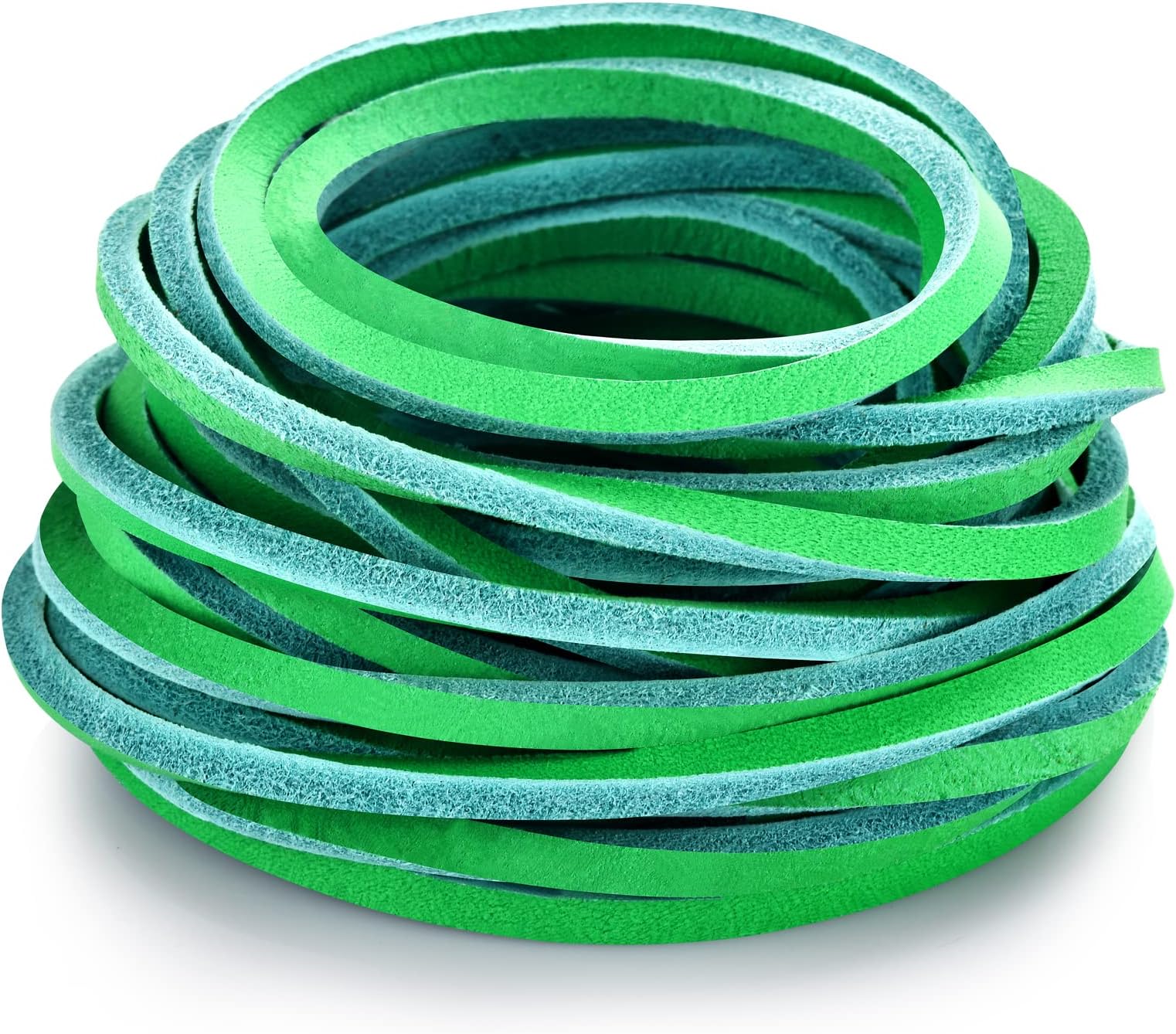 TeeLiy 3mm フラット本革ストリップコードレース フルグレイン カウハイドレザーレース 編み紐 (Atlantis_5ヤード)