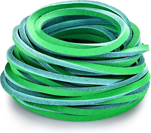 TeeLiy Cordón plano de cuero genuino de 0.118 pulgadas (0.118 in) con cordones de cuero de vaca de grano completo, cordón trenzado (Atlantis_5