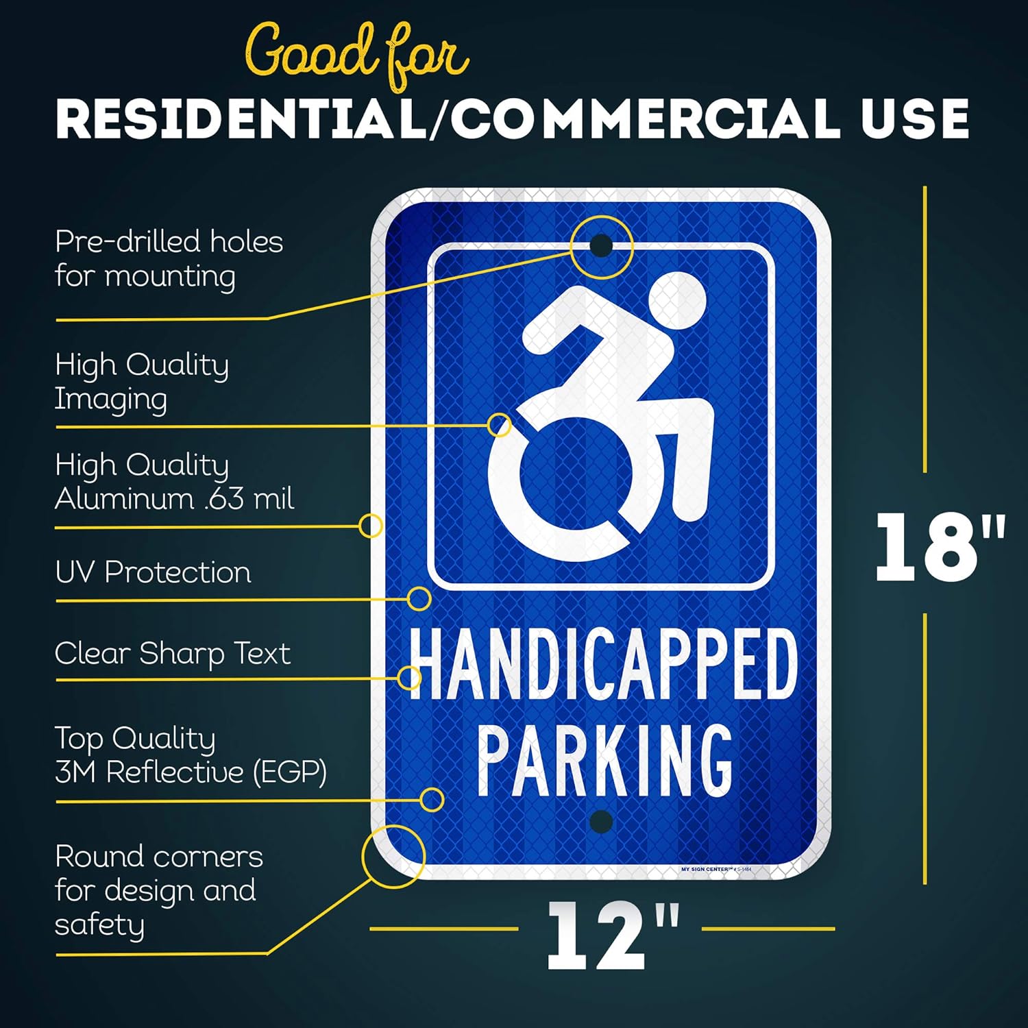 Van Accessible Handicap Parking Sign, 12" x 18", Reflective 0.63 Aluminum, Fade Resistance, Indoor/Outdoor Use, USA MADE By My Sign Center