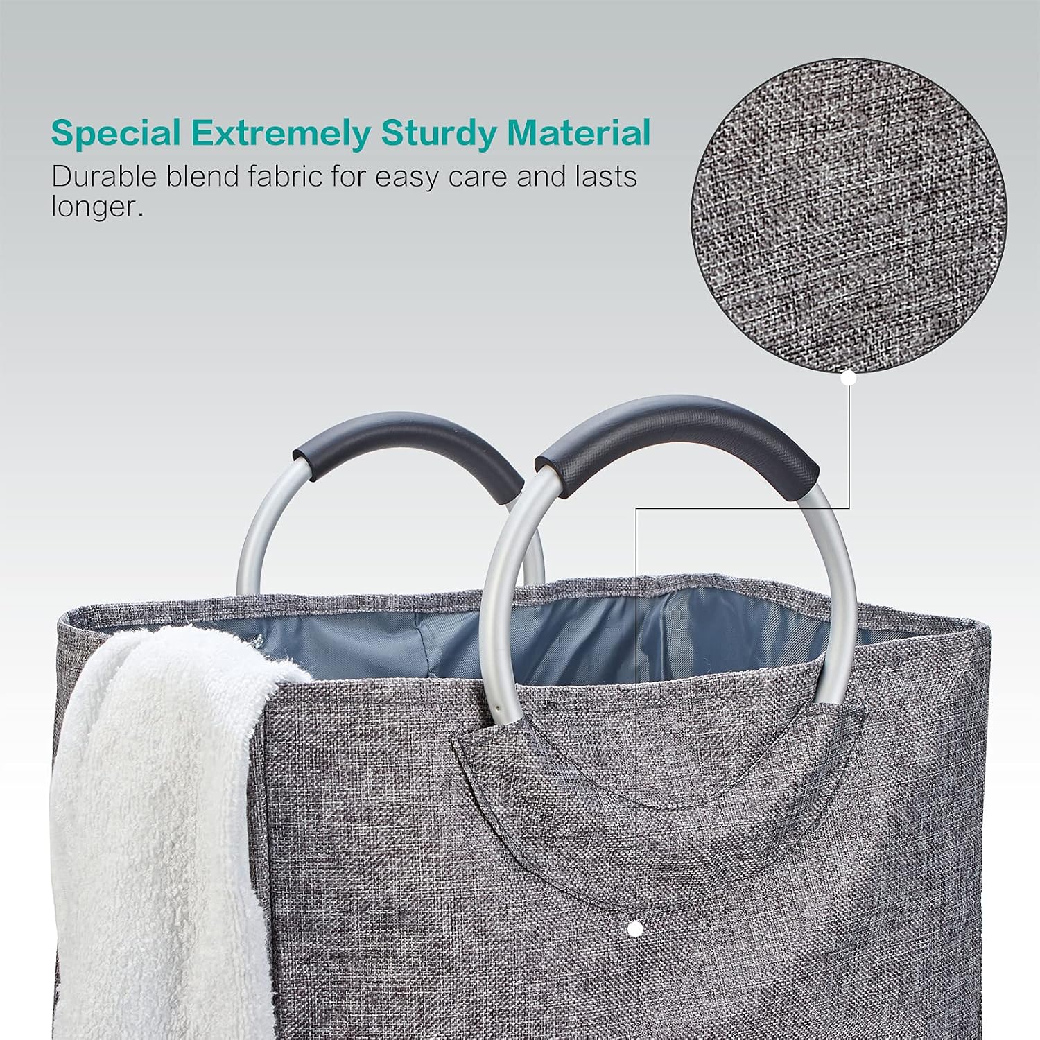 HOMEST Double Laundry Hamper with Handle, Self-Standing Modern Laundry Basket for Dorm Room, Grey