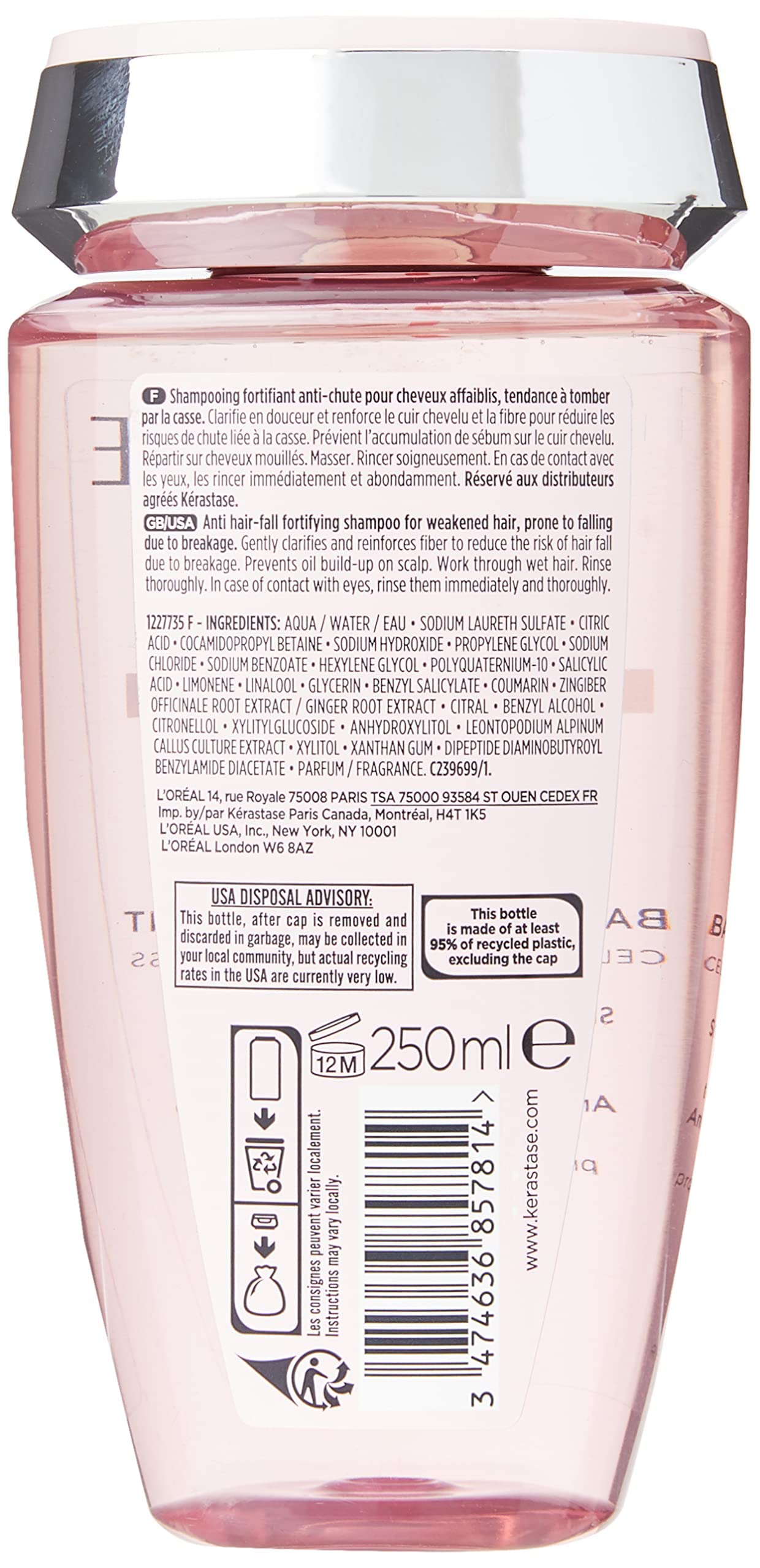 Kérastase | Stärkende Haarkur für feines und brüchiges Haar, 90 ml & Kérastase | Shampoo für feines Haar, Nährendes und kräftigendes Haarbad gegen Haarverlust, Bain Hydra-Fortifiant, Genesis, 250 ml