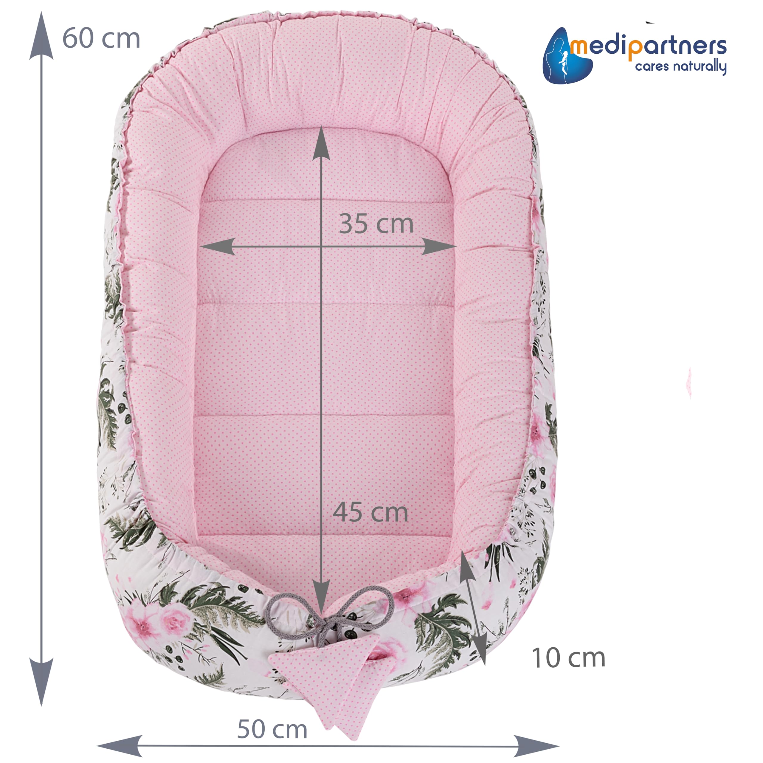 Medi Partners Lit pour Chat Chien 75x60x10cm Couchage Petit Moyenne Oreiller Douillet Chats Nest (Rose Fleurs)
