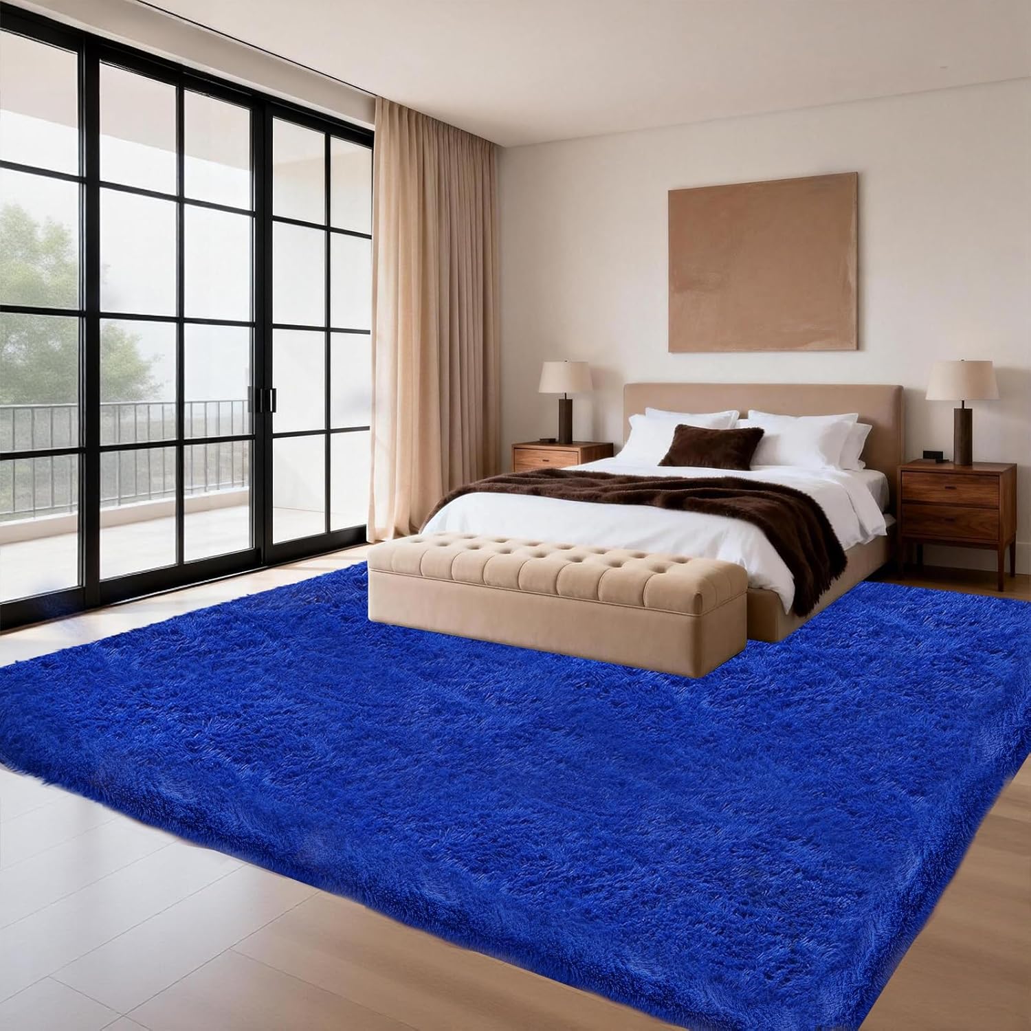 5x7 Area Rugs for Living Room Bedroom, Upgrade Non-Slip Soft Fluffy Shaggy Bedside Rug, Indoor Floor Carpet for Kids Girls and Boys Room, Dorms, Playroom, Nursery, Home Decor Aesthetic, Blue