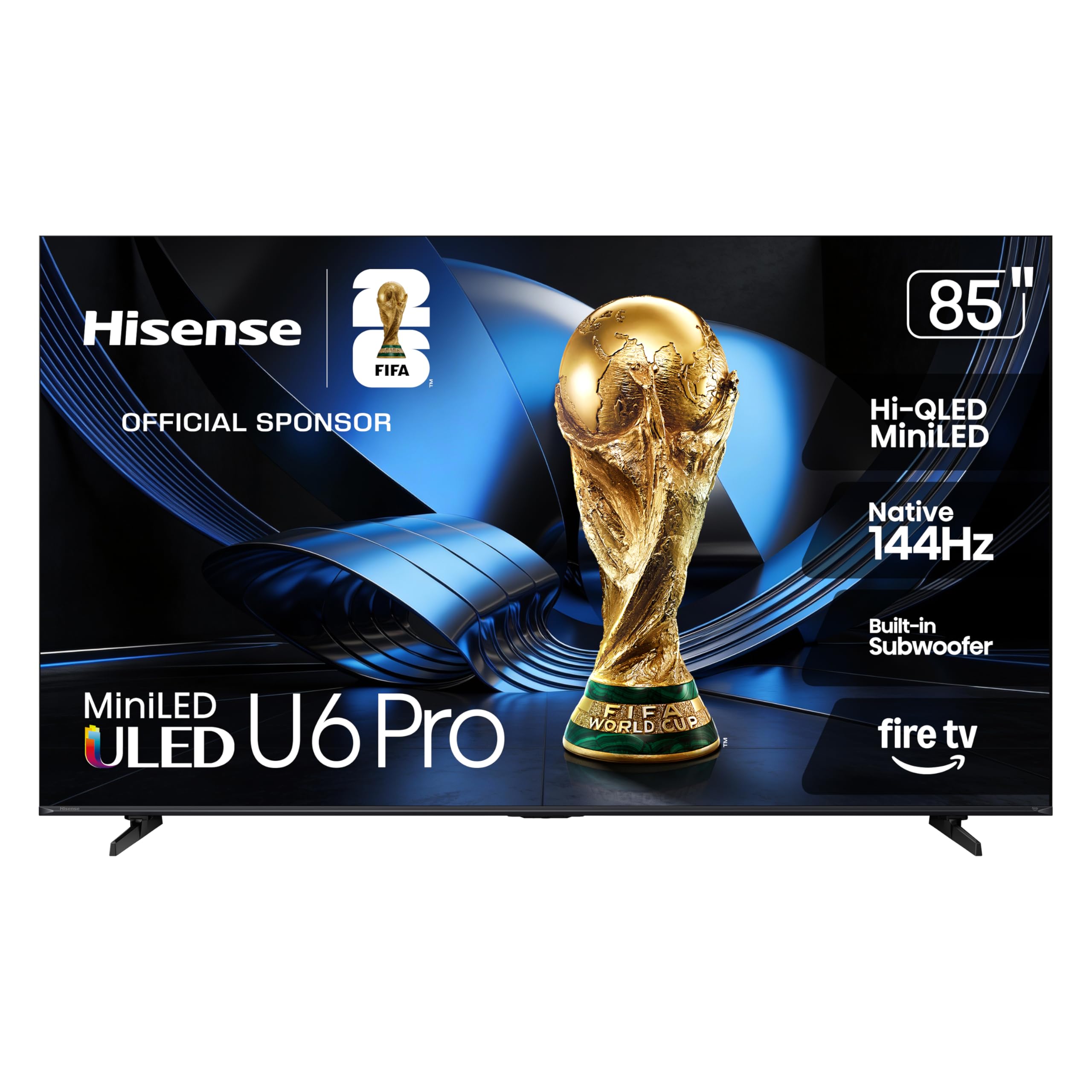 Hisense 85" U6 Pro Series Mini‑LED 4K UHD HDR Gaming AI Smart Fire TV (85U6SF Pro, 2026 New) – Hi-QLED, Native 144Hz, Motion Rate 480, Dolby Vision IQ,· Atmos, HDR10+, Glare-Free, Alexa+