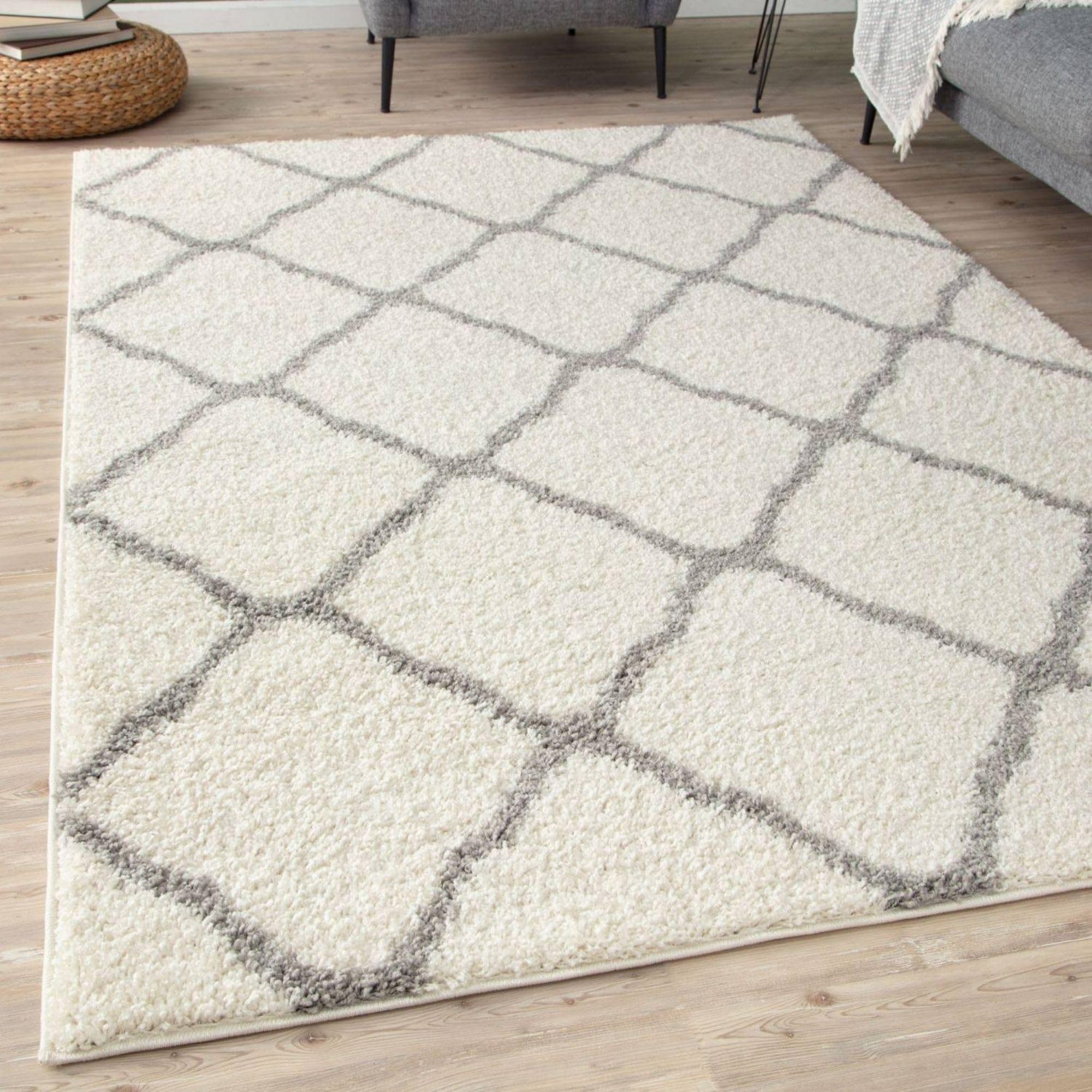 The Rugs Ivory Moroccan Shaggy Rug | 700 - 240X340 Cm