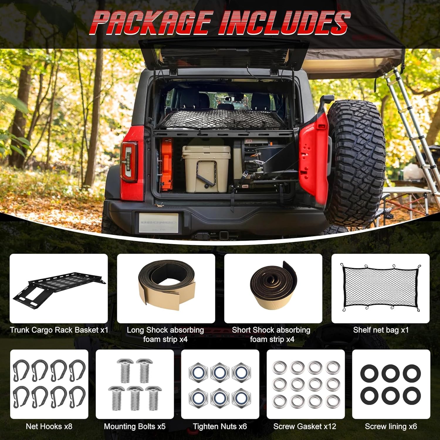 Interior Rear Trunk Cargo Rack Basket Tray Storage Luggage Carrier Fits 2007-2026 Jeep Wrangler JK JKU & JL JLU Unlimited （4 Door Hardtops）, Perfect for Jeep Wrangler JK JL Interior Rear Cargo Storage