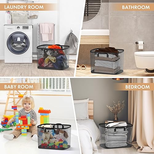 Miniatura 6 de NPET Cesta de lavandería plegable de 27 litros con material impermeable de PEVA, bolsa de almacenamiento para ropa, dormitorio y hogar