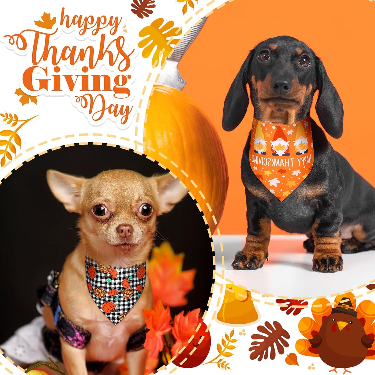 Newwiee 200 Pcs Thanksgiving Dog Bandanas Bulk Fall Bandanas for Dogs Pumpkin Bibs Triangle Handkerchief Adjustable Pet Scarf Thanksgiving Triangle Handkerchief Soft Dog Kerchief for Large Dogs