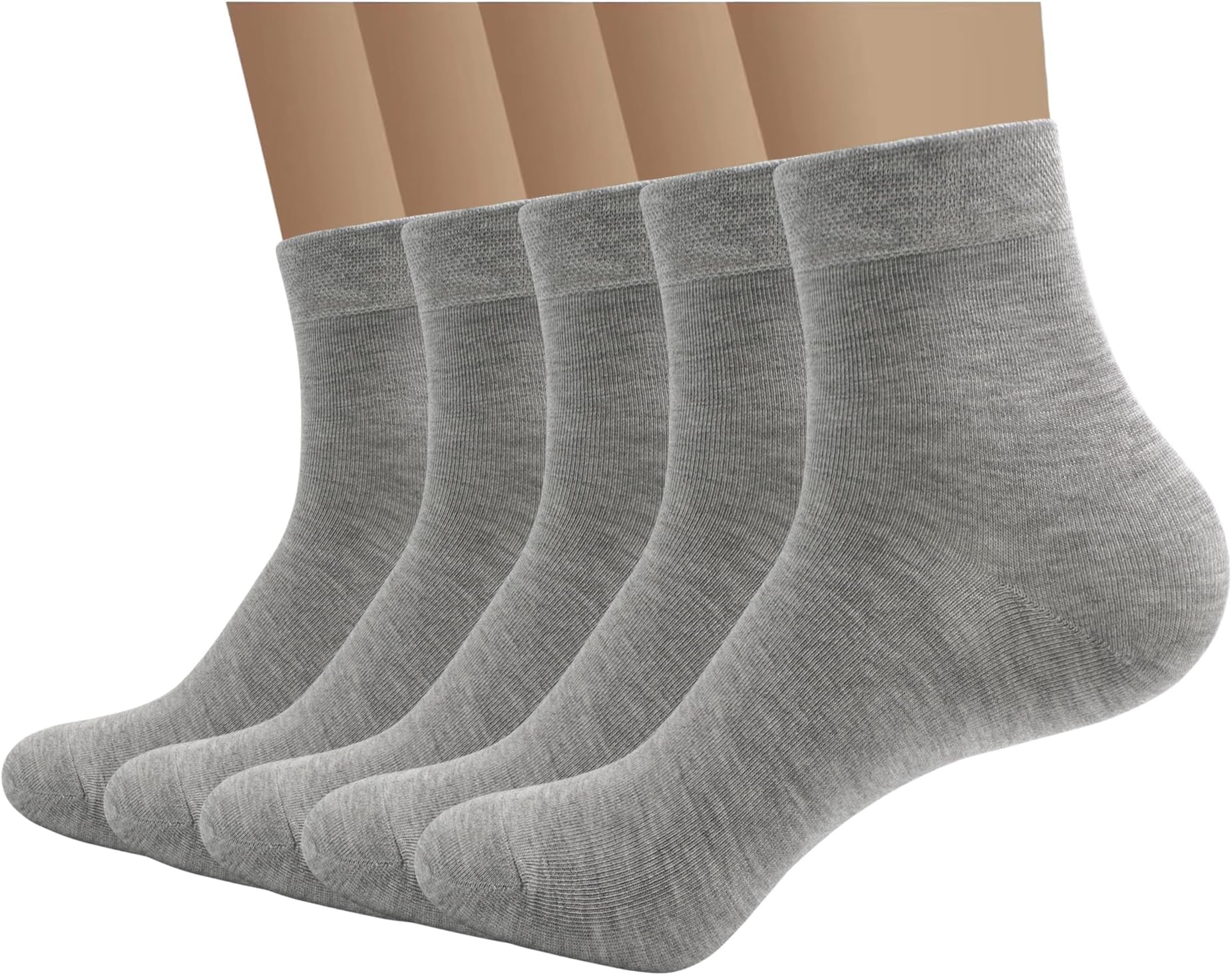 Viscose Bamboo Men's Breathable Quarter Thin Ankle High Socks - Comfort Cool Soft 5 Pairs