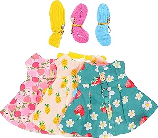 Rabbit Leash 3 Sets Pet Rabbit Dress with Leashes Small Animal Walking Harness Vest and Leash Set Summer Clothes for Hamster Rabbit Ferret Guinea Pig Hamster Harness