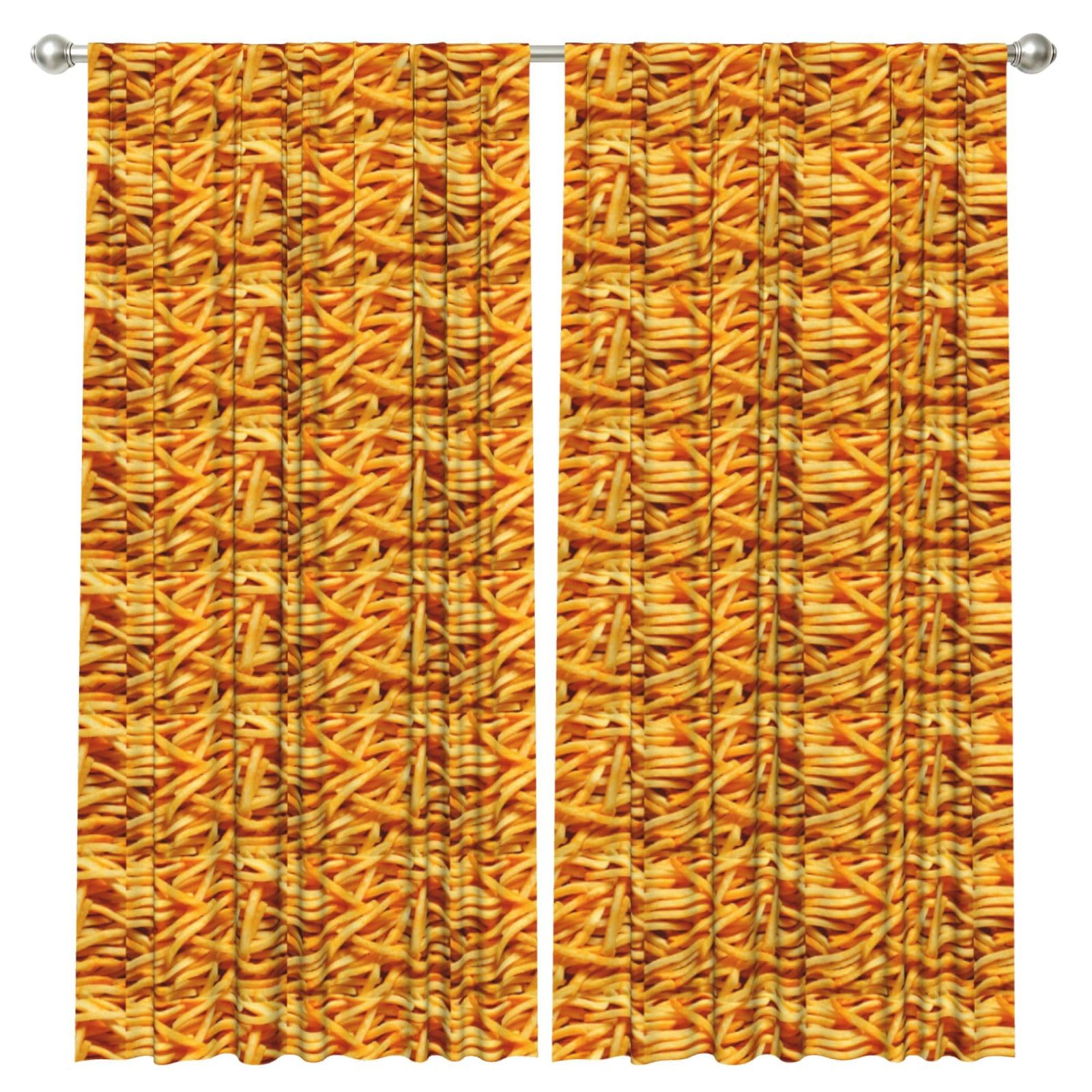 InOmak French Fries, 2 Panels Window Curtains 52 x 84 Inch Blackout Curtains for Living Room Bedroom