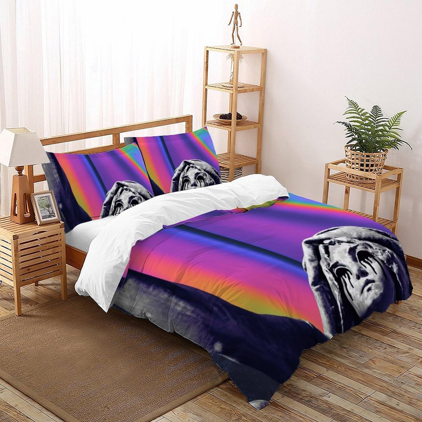 Housse de couette King en microfibre froissée finie avec imprimé 3D sans repassage