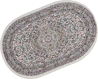 Yosoo Health Gear Miniature Rug, 5.9in Vintage Woven Carpet for Dollhouse Bedroom Living Room Decorative Floral Accessories (B02 Beige)