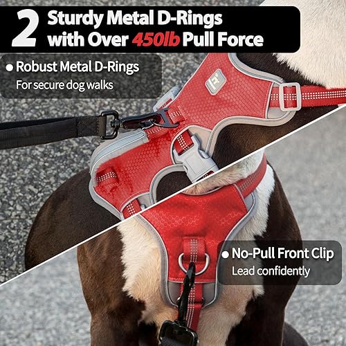 Miniatura 3 de Huntboo Arnés para perro a prueba de escapes, arnés reflectante con mango acolchado, transpirable, duradero, chaleco ajustable para perros medianos