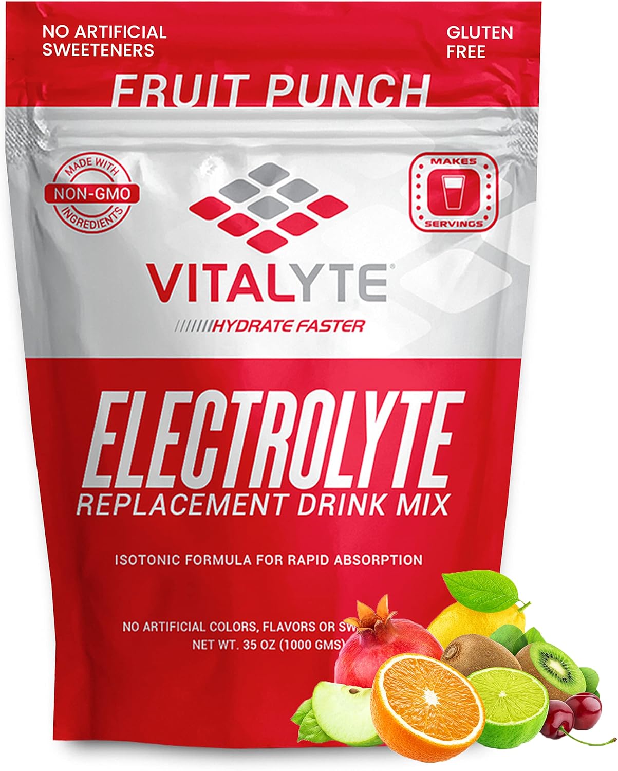 Vitalyte Electrolyte Powder Drink Mix, Isotonic Electrolyte Hydration Mix, Gluten Free Post Workout Powder Mix, Pack of 2, 35 oz. Each, Fruit Punch Flavor Vitalyte Electrolyte Powder Drink Mix, Isotonic Electrolyte Hydration Mix, Gluten Free Post Workout Powder Mix, Pack of 2, 35 oz. Each, Fruit Punch Flavor