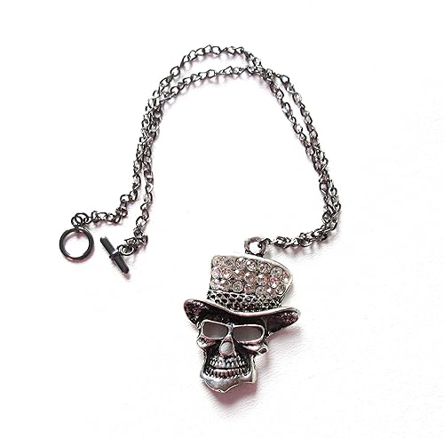 Miniatura 2 de Rhinestone Top Hat Skull Necklace Unisex