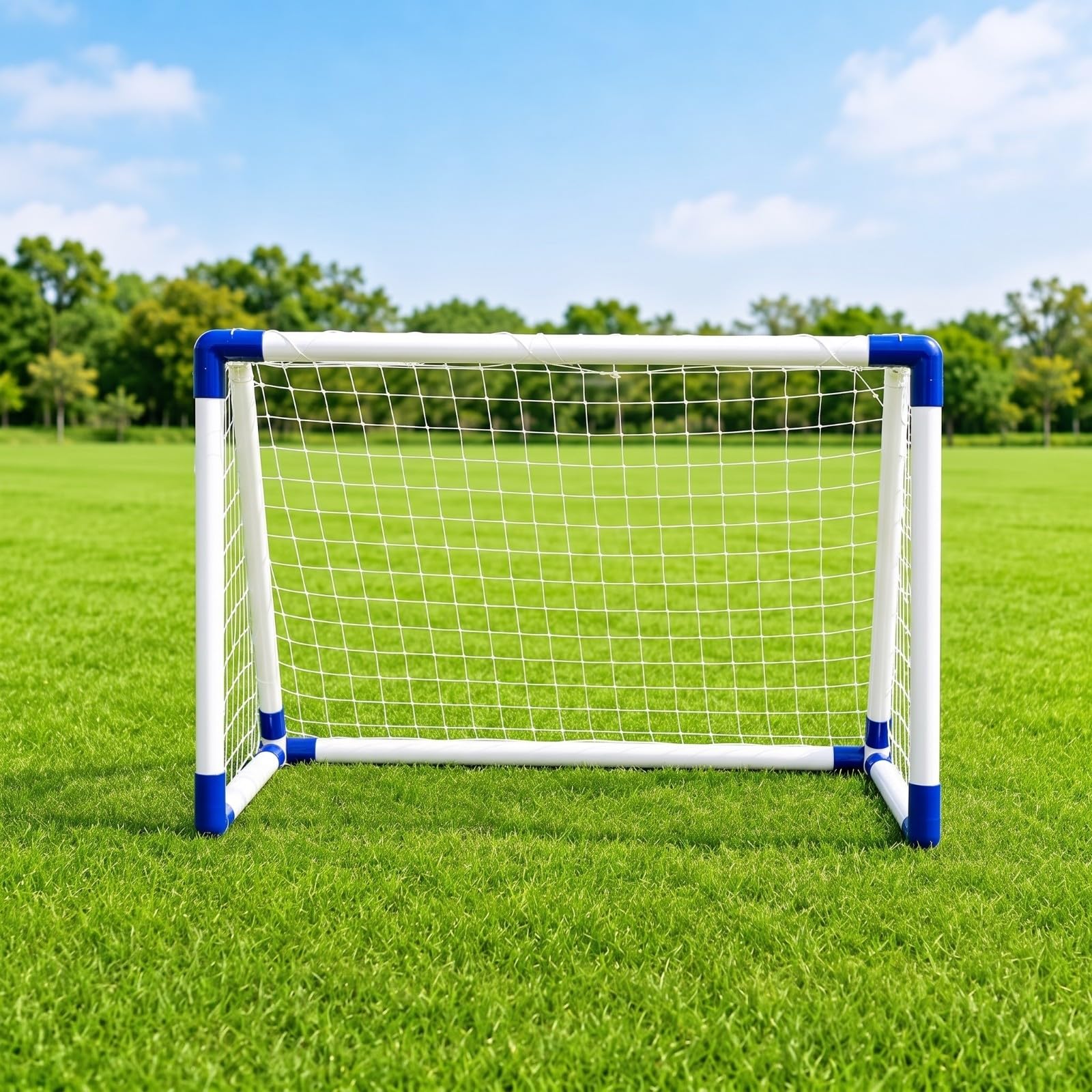 Portería Fútbol con Red Estable Plegable, Arco Fútbol PVC, para Exteriores, Niños