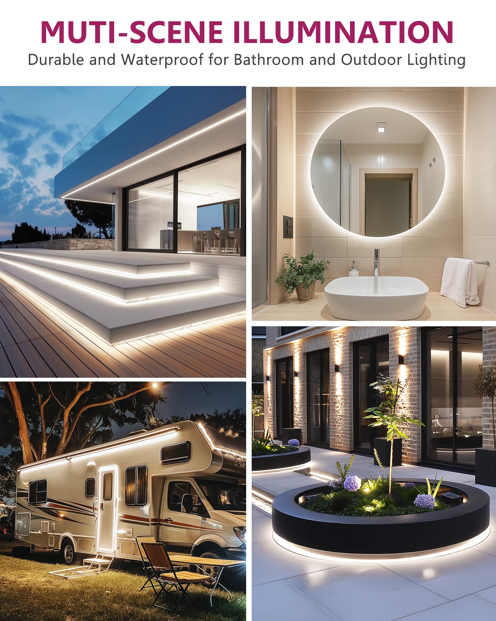 EMITEVER Tira LED COB Impermeable IP67 4000K Blanco Neutro Exterior 24V Regulable Silicona Alta Densidad 300+ Lm/m 2400LED 3W/FT