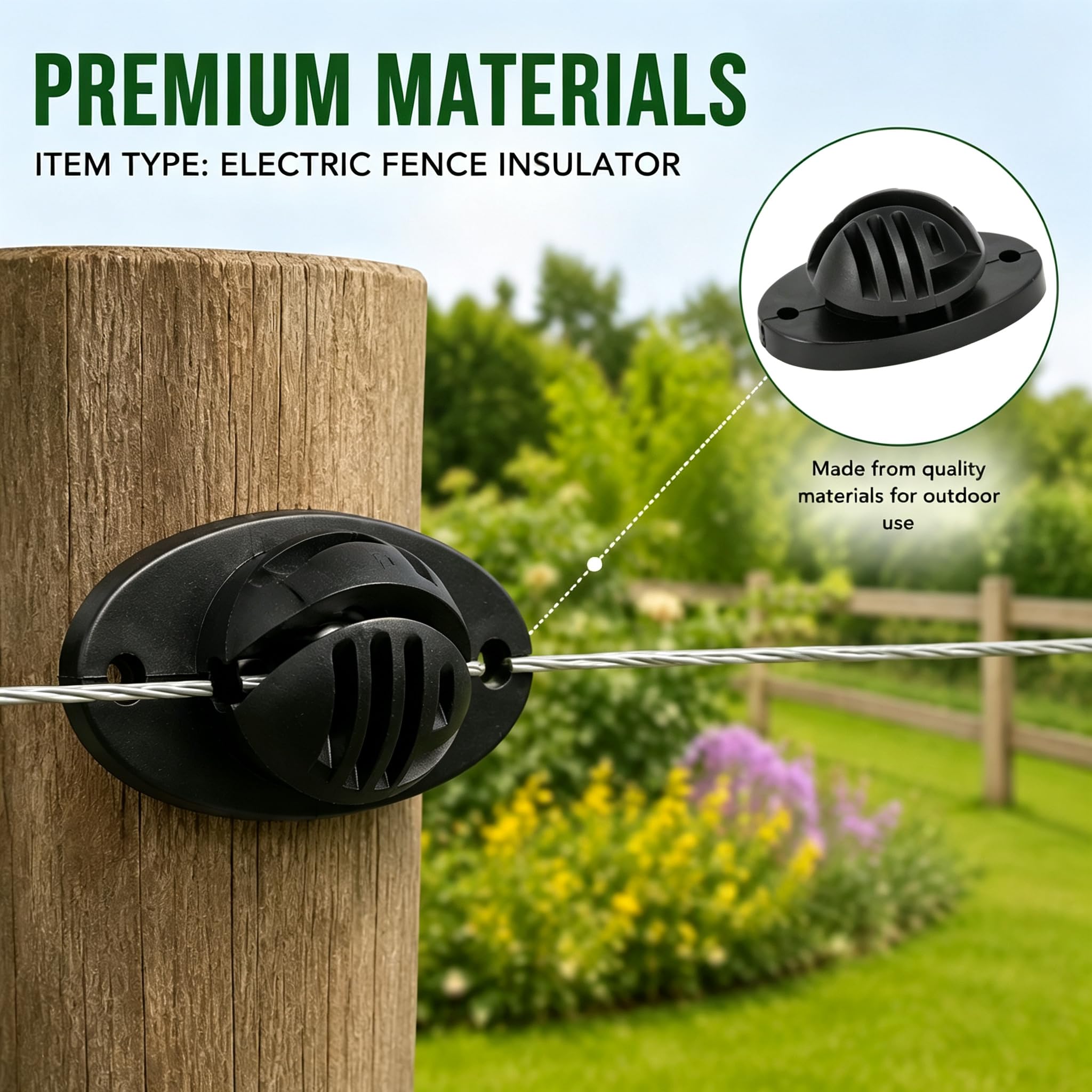 100 PZ Isolante Emisferico Isolante per Recinzione Elettrica per Filo per Recinzione Elettrica Palo in Legno Chiodo su Isolanti Polywire Accessori Resiste a 15KV