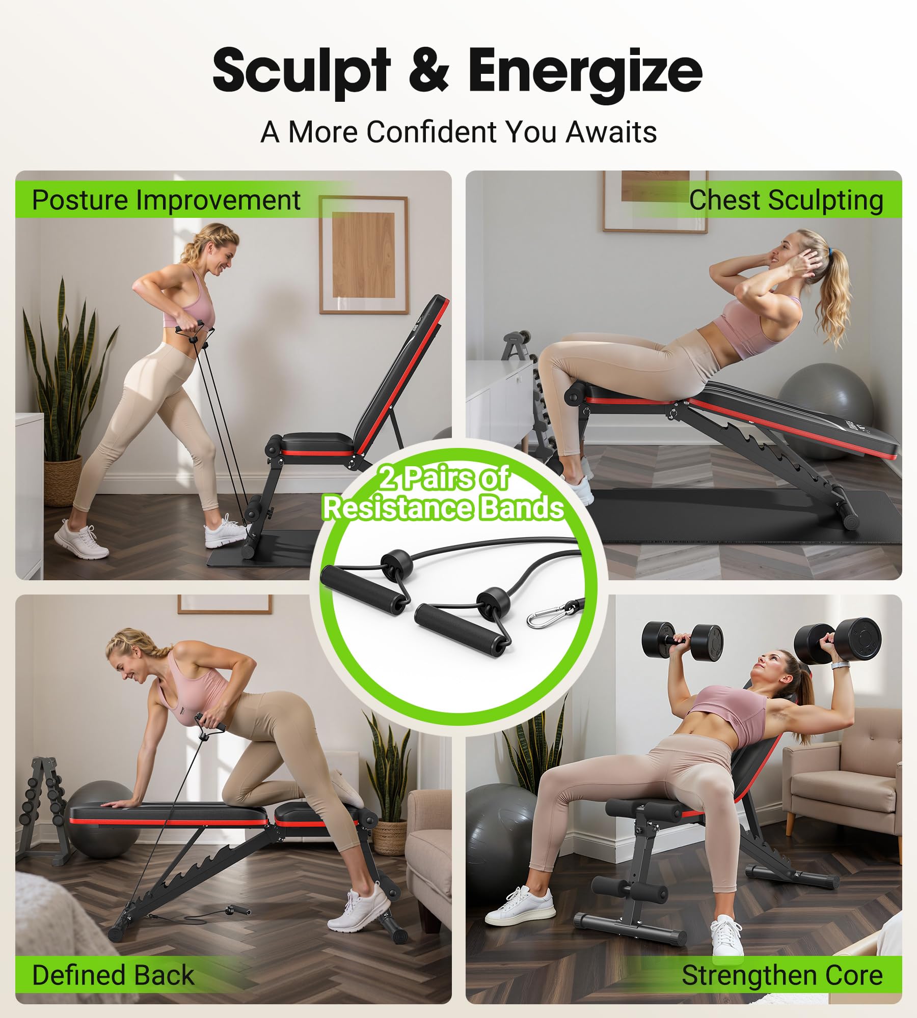 FLYBIRD Panca Palestra Multifunzione, Panca Regolabile con 8 Angoli e 3 Altezze dei Piedi, Capacità 318 kg, Piana/Inclinata/Declinata/Verticale per Allenamenti a Corpo Intero a Casa e in Ufficio