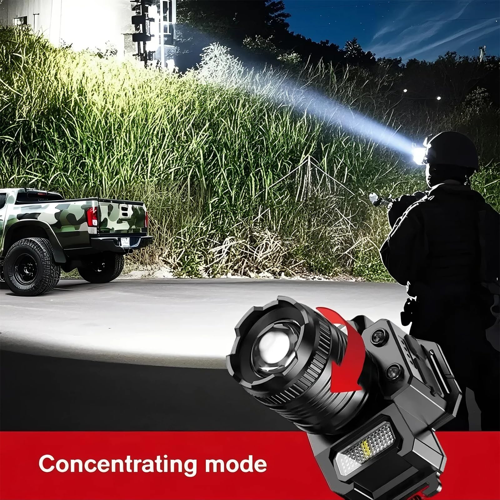 LED Outdoor Taktik Starkes Helmlicht, Intelligenter Sensor Zoom Stirnlampe, Camping Arbeiten Laufen Angeln Lampe Suchscheinwerfer