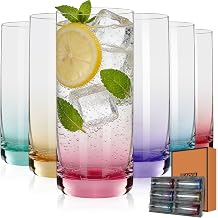 Colored Highball Glasses Set of 6, Drinking Glass for Mixed Drink