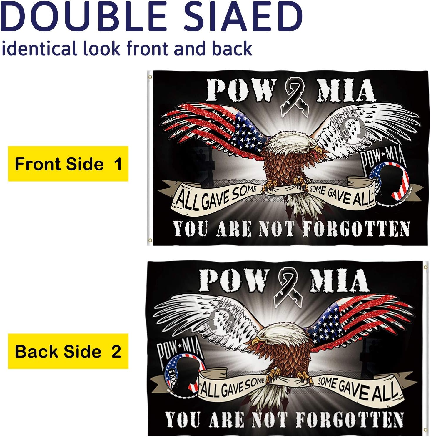 Bonsai Tree Pow Mia Eagle Flag 3x5 Ft, Double Sided All Gave Some Some Gave All You Are Not Forgotten Flags, American Army Veterans Retired Polyester Garden Signs Banners House Outdoor Decoration