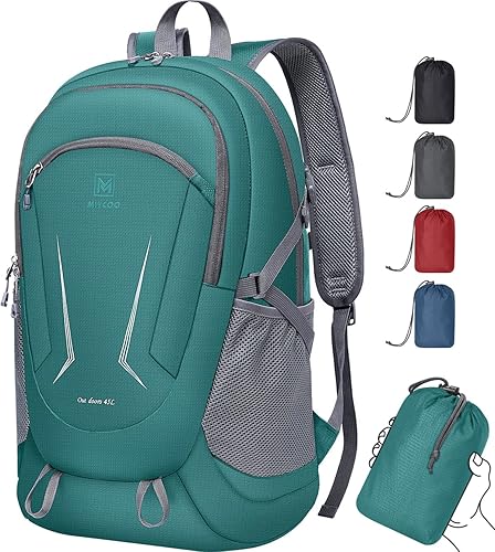Miniatura 8 de Mochila plegable ligera para viajes, mochila de senderismo de 45 L, mochila para hombres y mujeres, mochila plegable impermeable grande