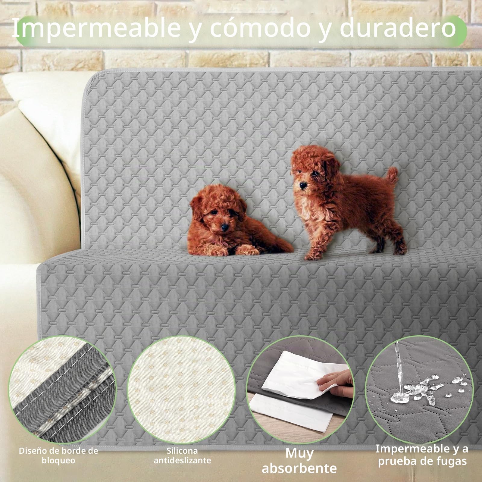Manta Impermeable para Perros, Almohadilla de Entrenamiento Reutilizable Antideslizante Protector de Muebles, Sofá, Cama Lavable para Cachorros, Perros y Gatos 137 x208 cm