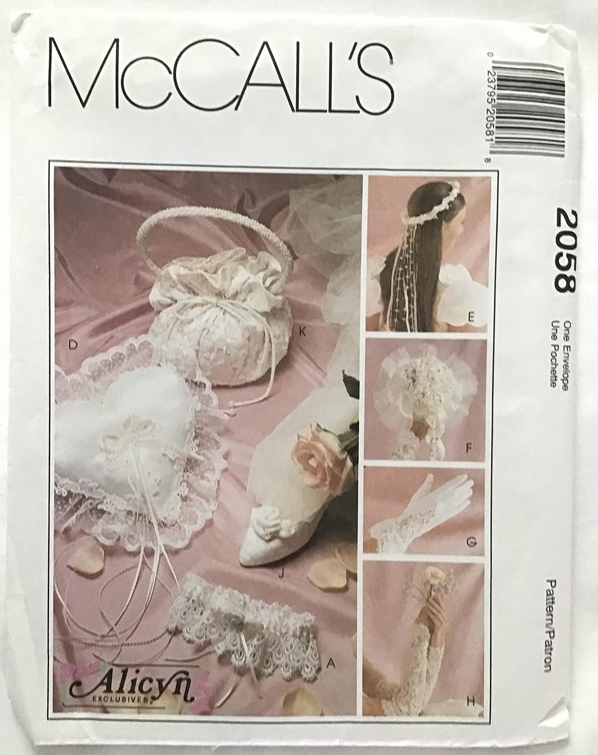McCall's 2058 Sewing Pattern Alicyn Exclusives Wedding Accessories Garter Purse Ring Pillow