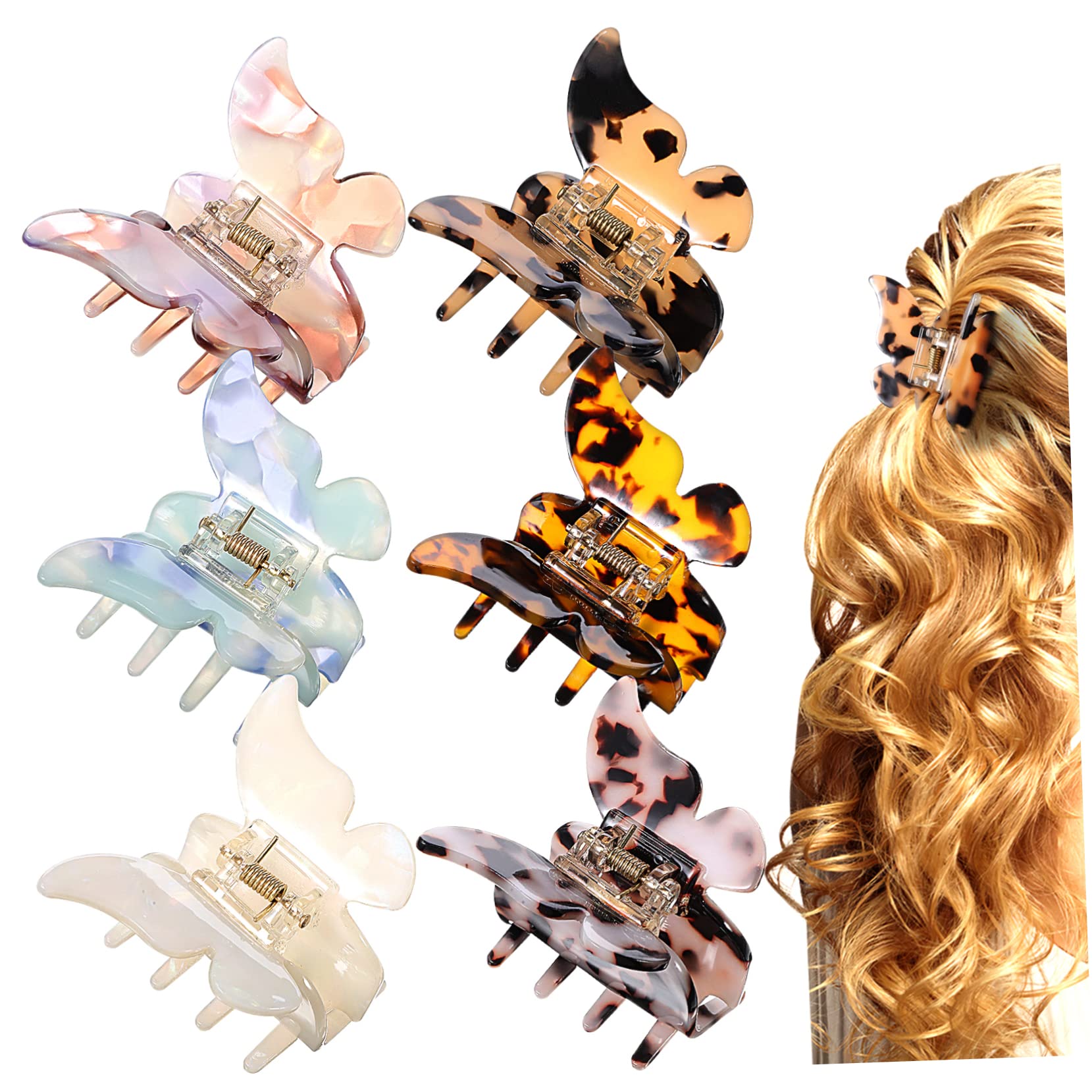 PLAFOPE Pinzas el Cabello con Diseño de Ala, 6 Piezas, Placa de Acetato, Agarre Firme, Ideales para Peinados DIY de Mujeres y Niñas