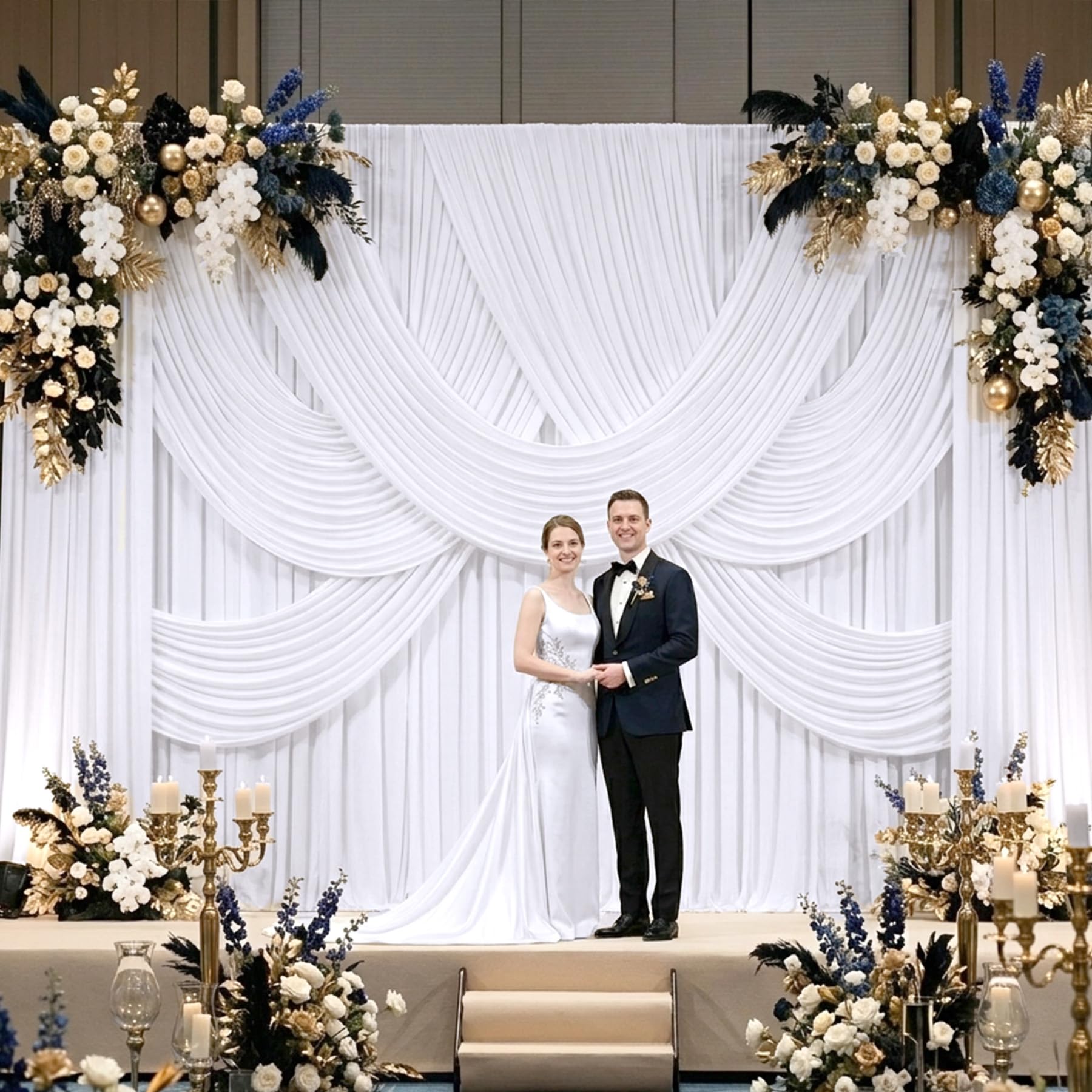 20ft x 10ft Wrinkle Free White Backdrop Curtains for Parties, Polyester Photo Backdrop Drapes 4 Panels 5x10ft for Wedding Graduation Birthday Party Photography Background — view 8