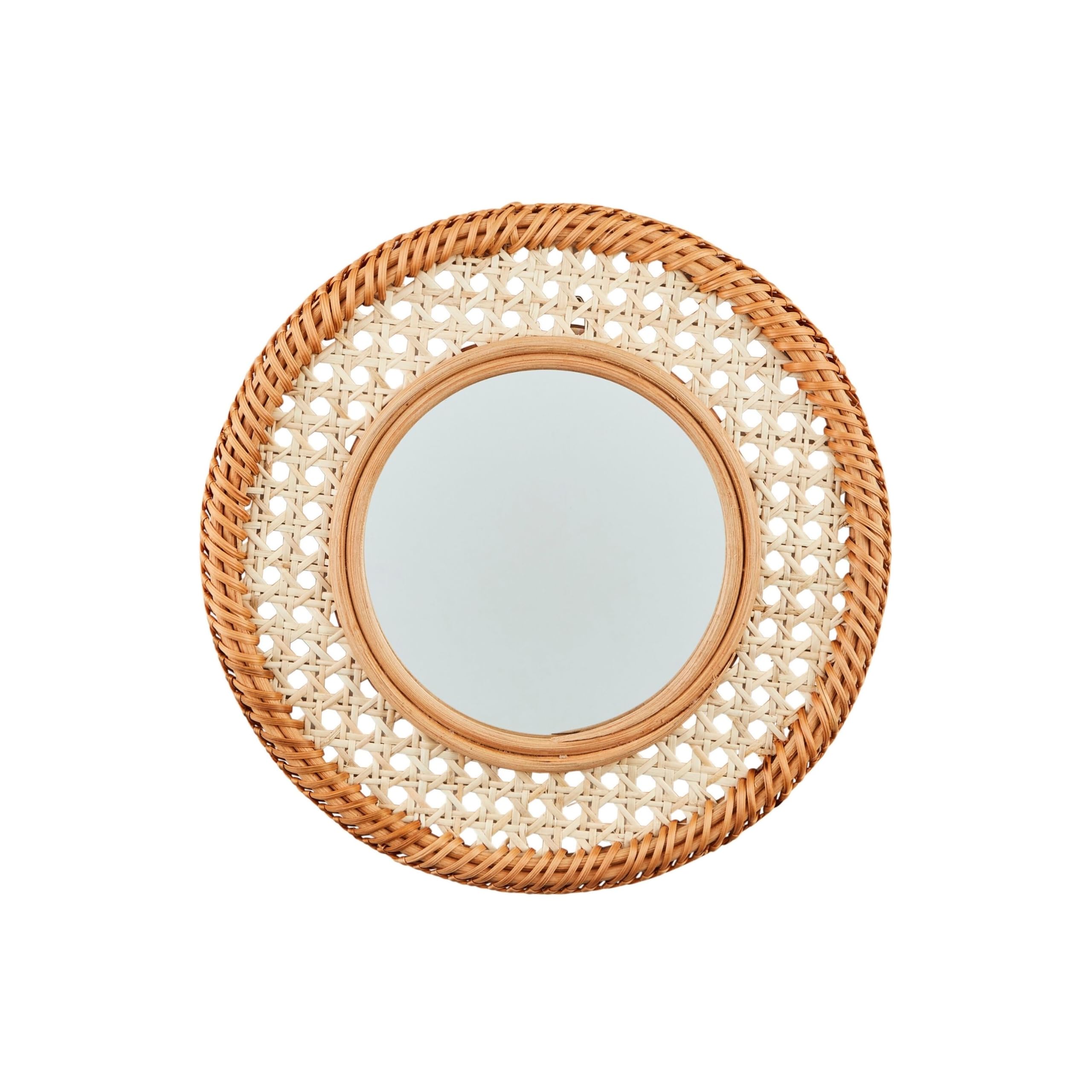 Miroir tissé en canne Mud Pie Ø30,5 cm pour déco murale bohème